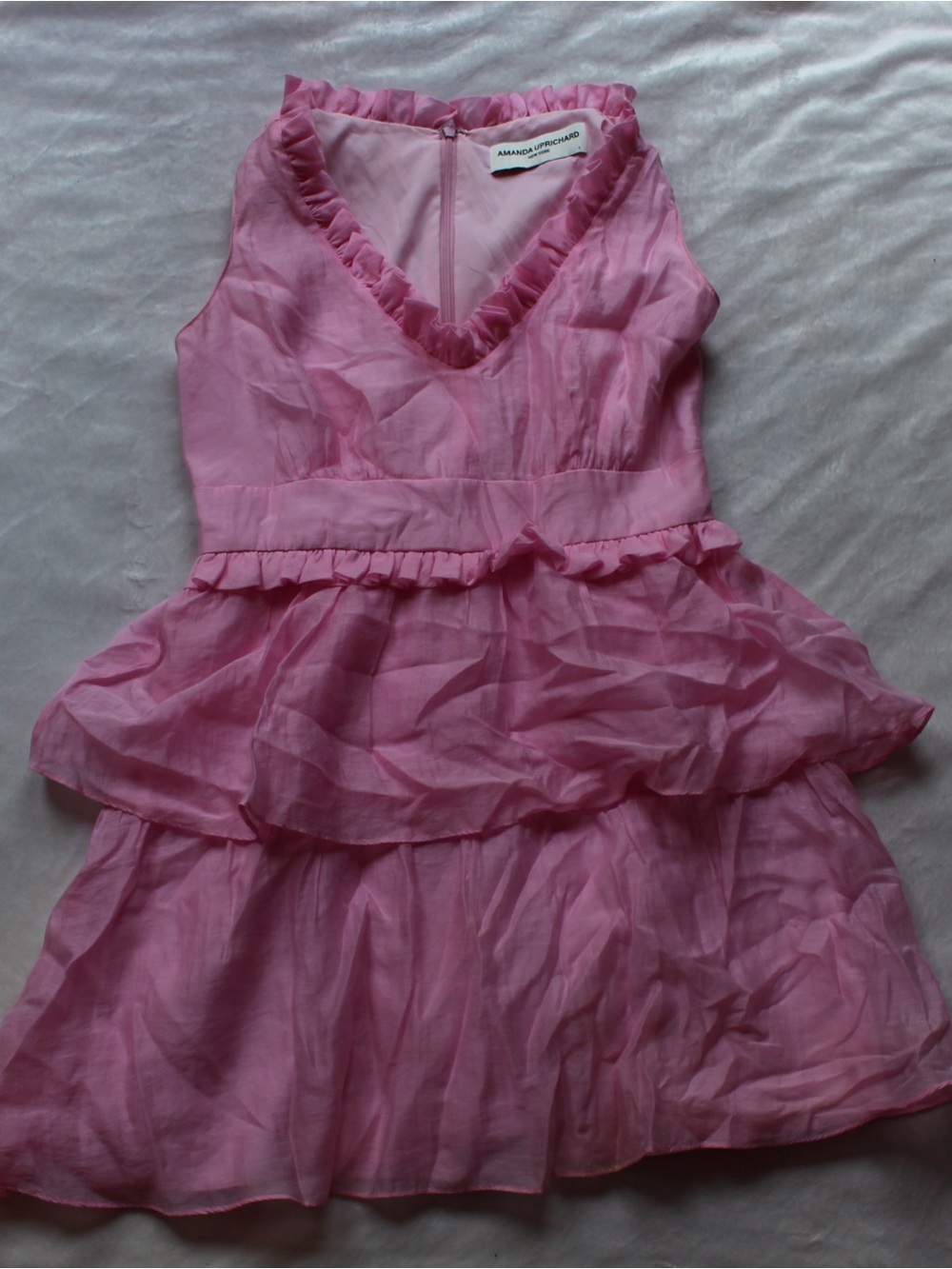 Amanda Uprichard Pink Ruffle Tiered Dress